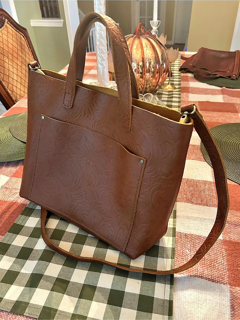 Portland Leather Medium Crossbody tote Meadow